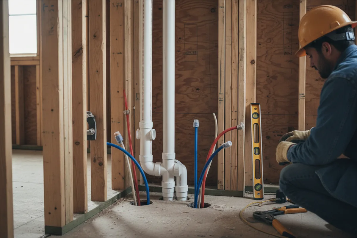 Drain and supply rough-in during Leak Detection in Assaria