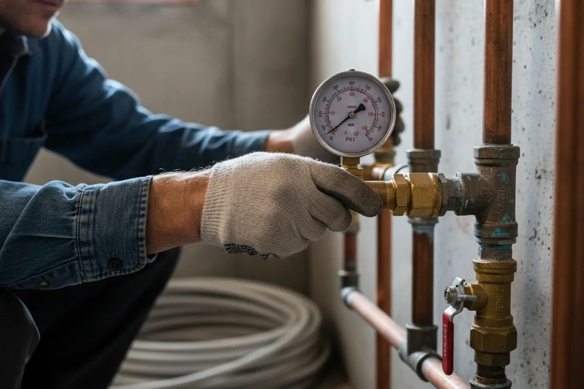 Pressure testing a repaired line during Water Line Repair in Assaria
